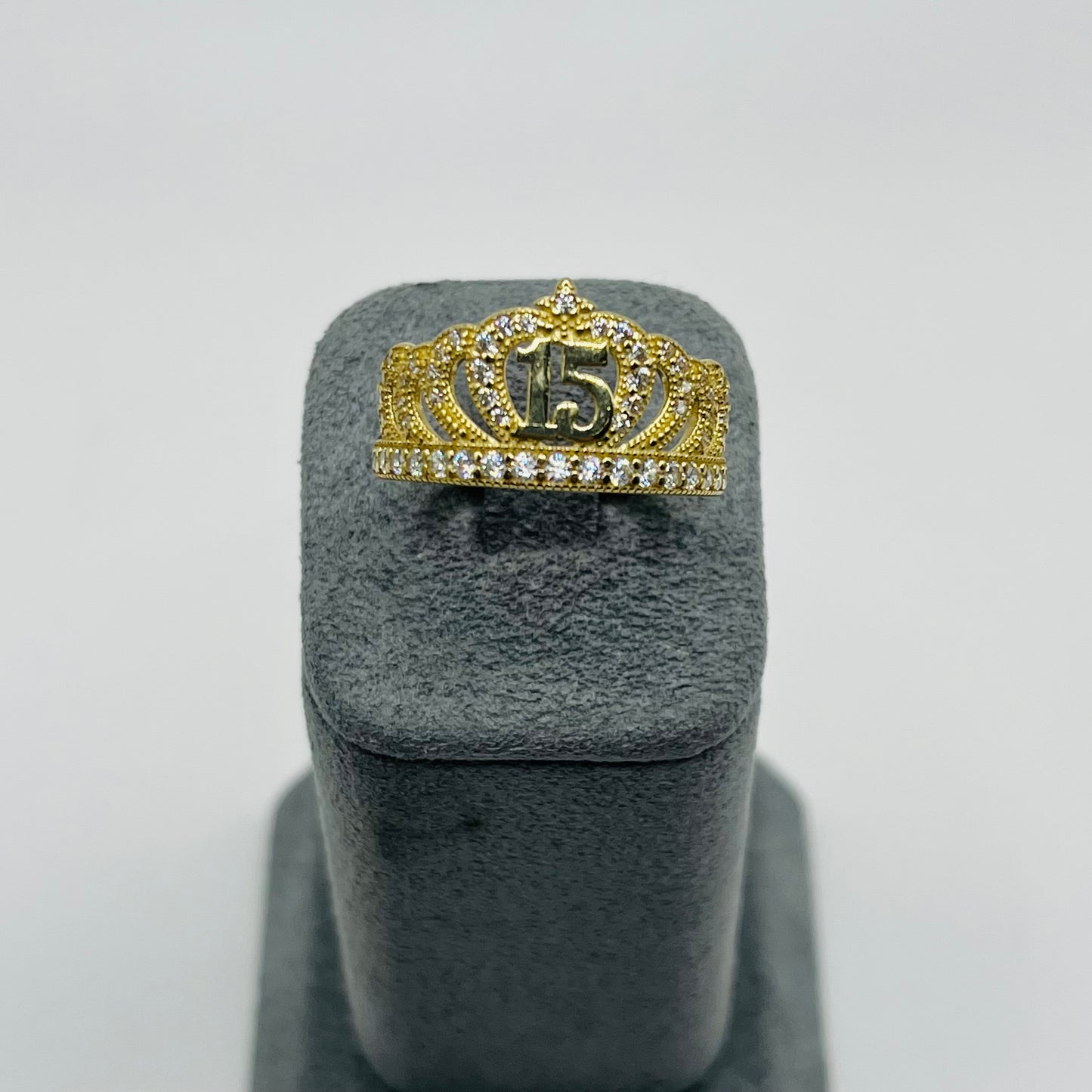 10K Gold CZ Quince Crown Ring