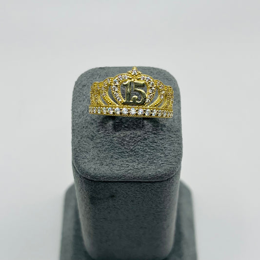 10K Gold CZ Quince Crown Ring