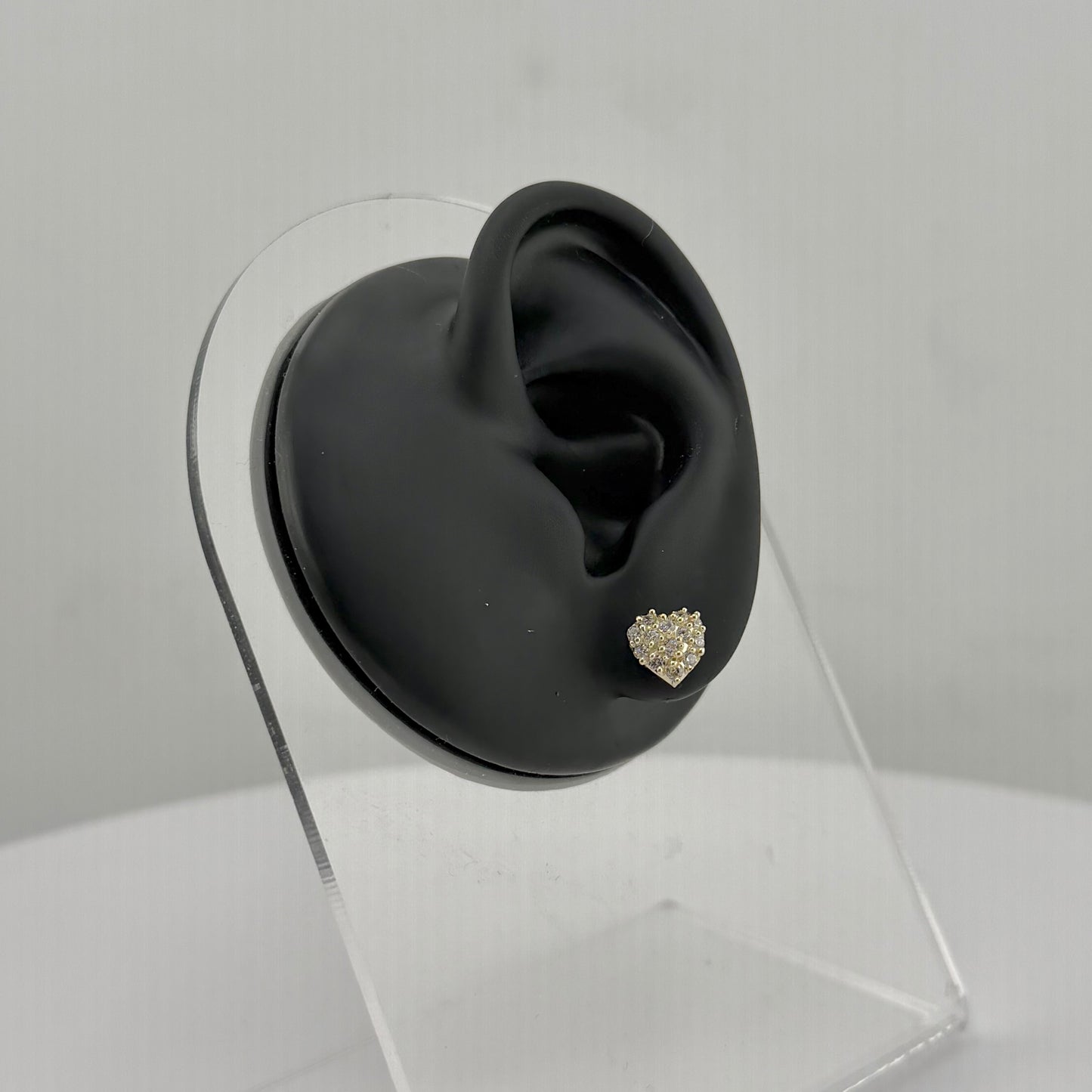 10k Gold Spring Heart Cz White Earrings