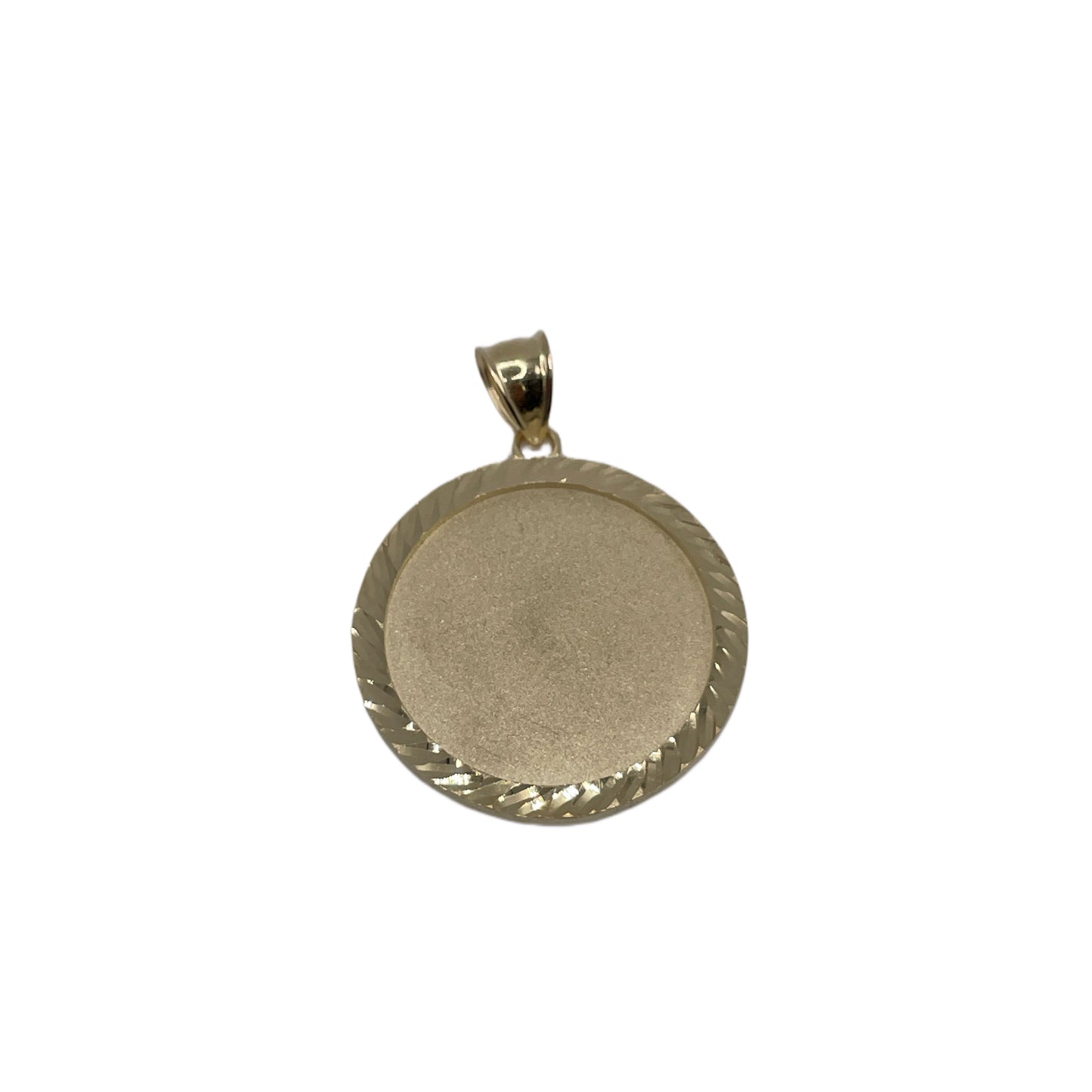 10K Gold Round Diamond Cut Picture Pendant