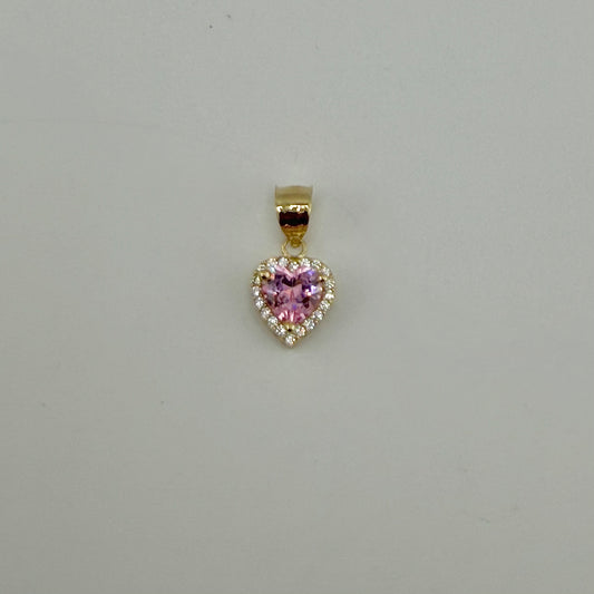 14k Gold Sweet Crush Heart Cz Charm (Pink)