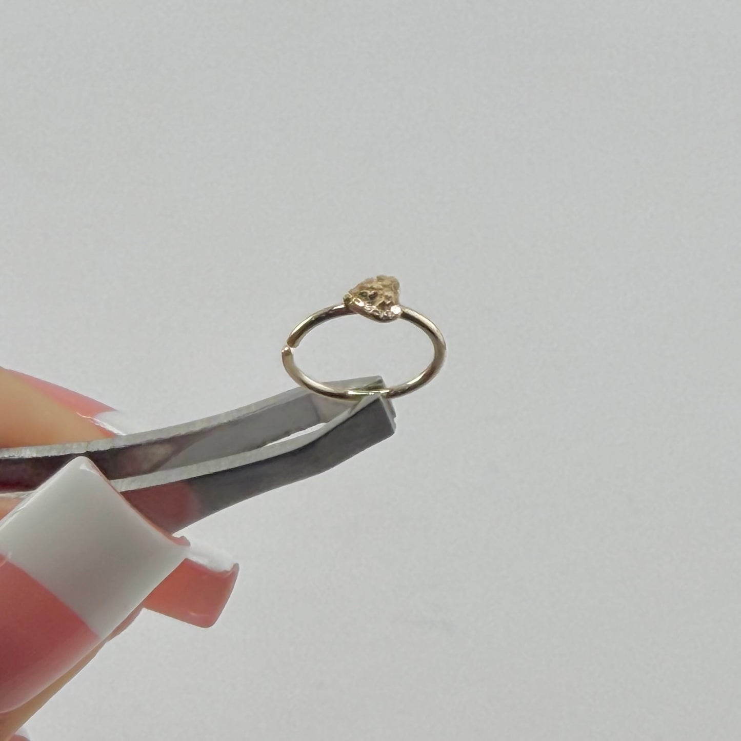 14k Gold Heart Nugget Hoop Nose Ring