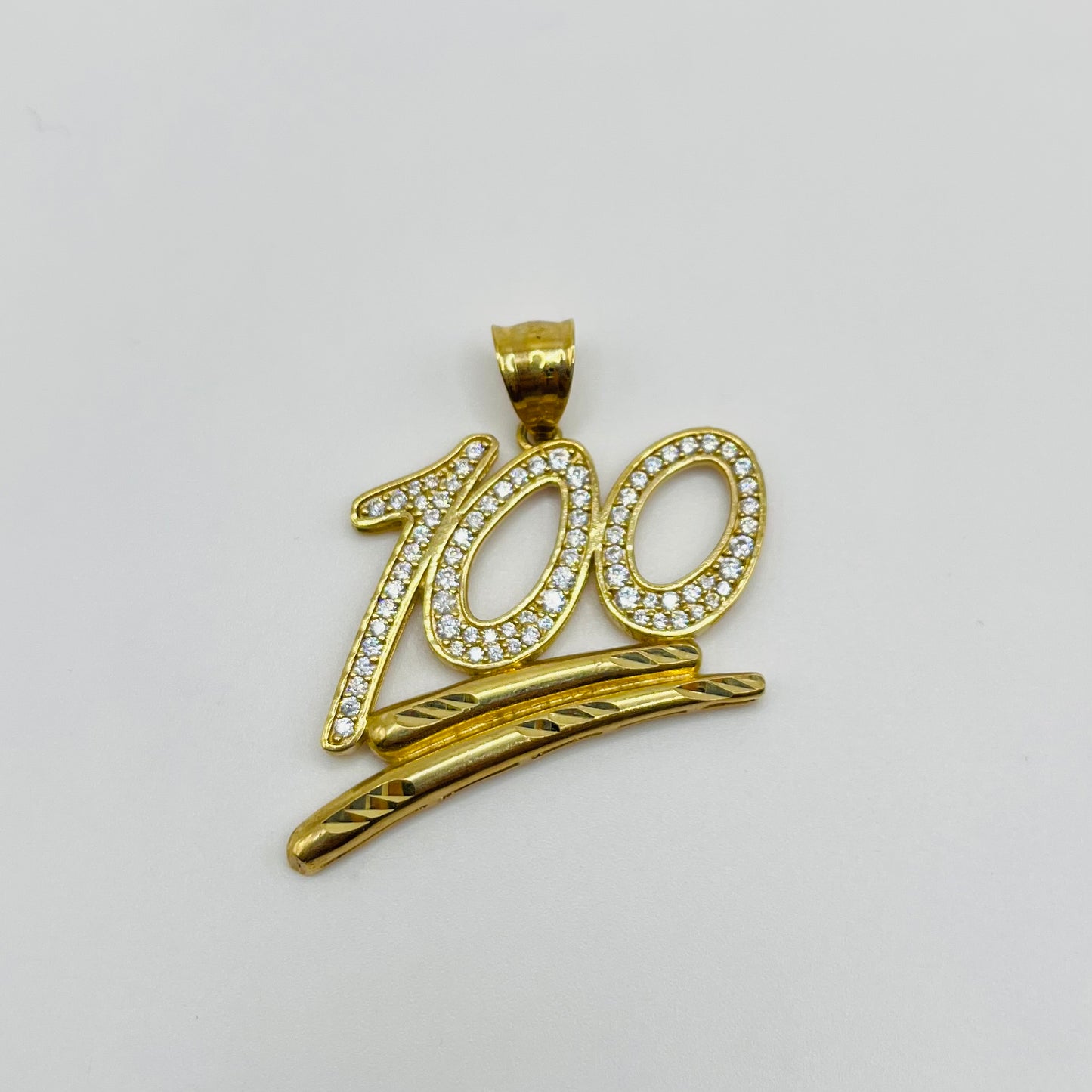10k Gold 100 with CZ Underlined Charm