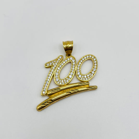 10k Gold 100 with CZ Underlined Charm