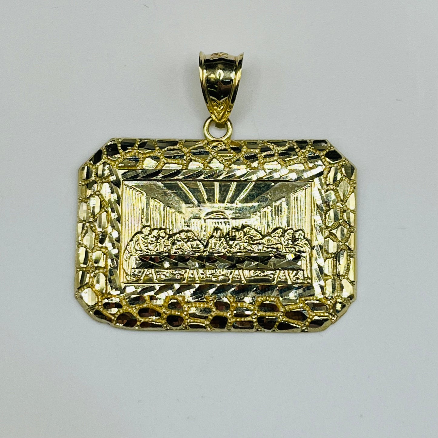 10K Gold Last Supper Nugget Pendant | Face Size: 26mm