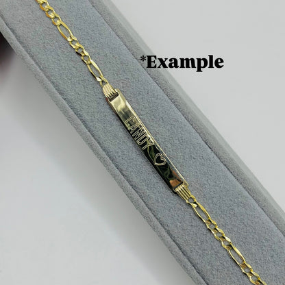 10K 4mm Gold Figaro ID Bracelet