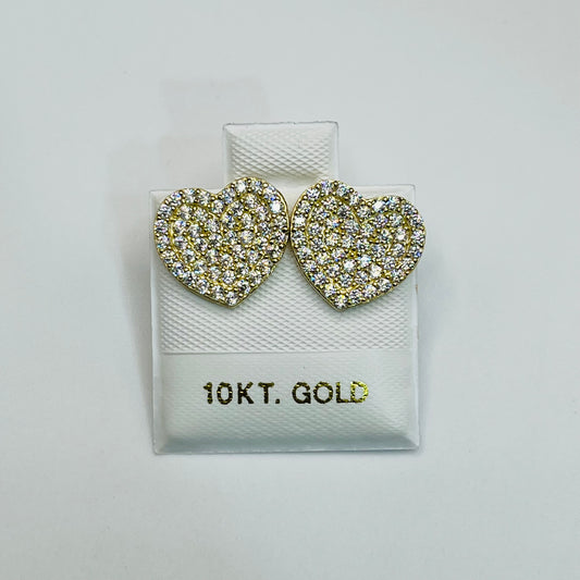 10k Gold Cz White heart Earrings
