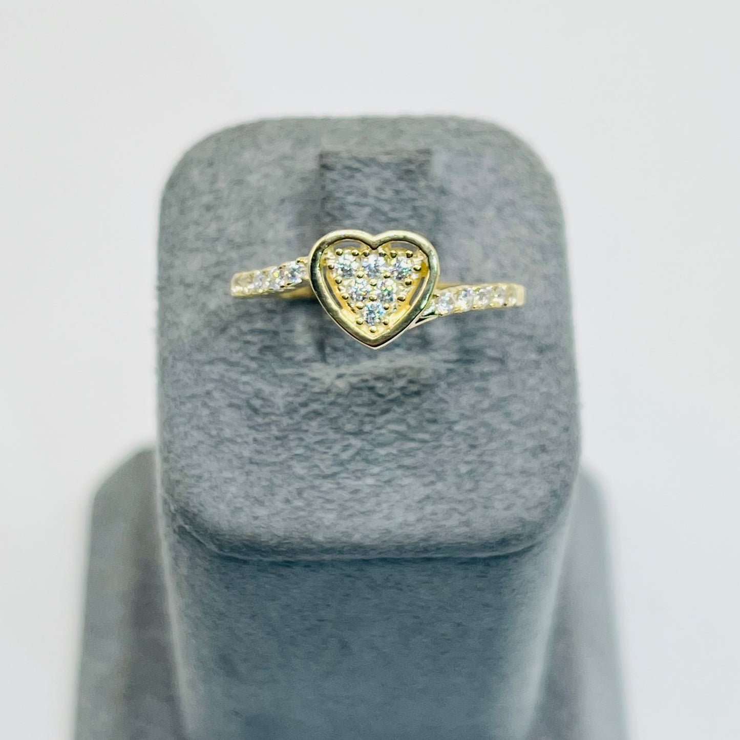 10K Gold Dainty CZ Filled Heart with Offset Band