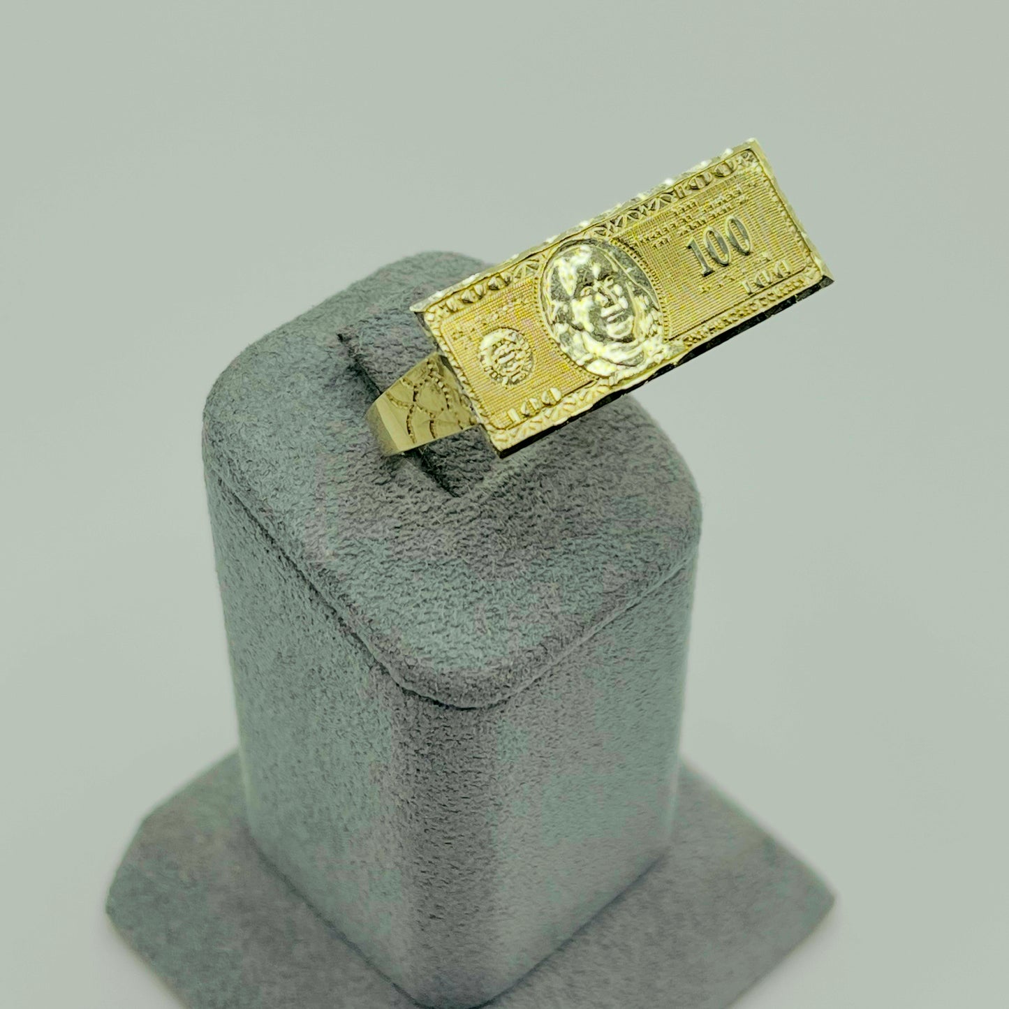 10K Gold Lil Two Finger $100 Bill Ring (Junior Size)