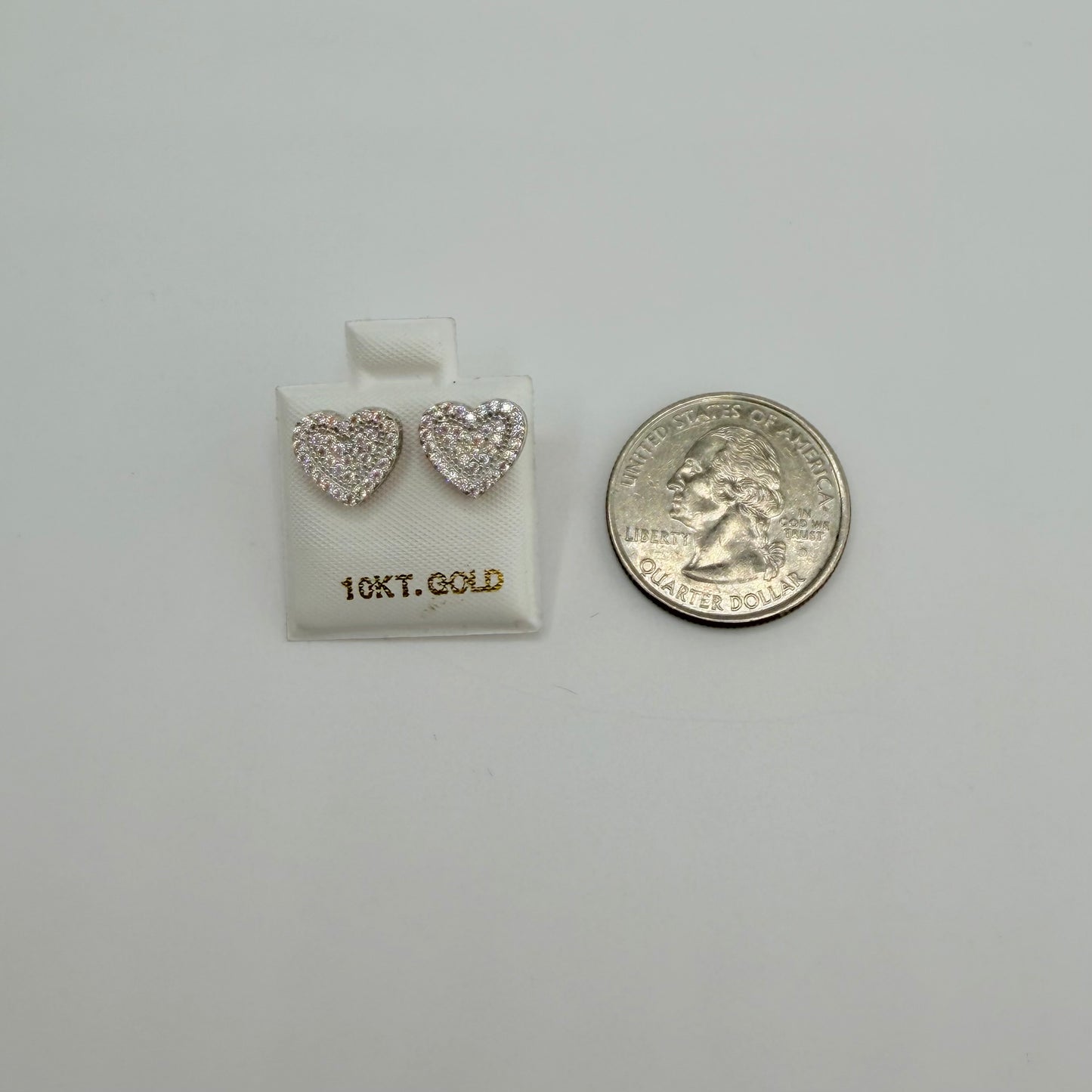 10K Gold Two-Tone Heart Cz Earrings