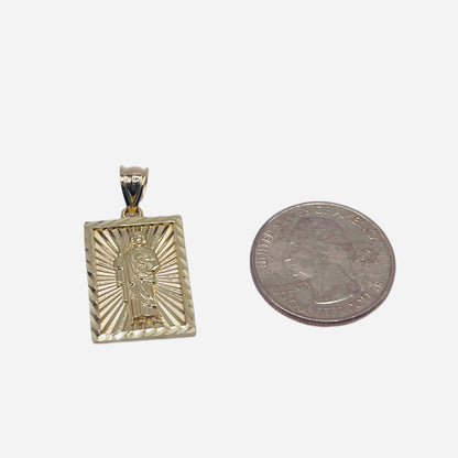 10K Gold Rectangle Small San Judas Pendant
