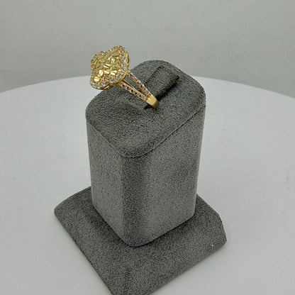 10K Gold Clover CZ Border Nugget Ring (M)