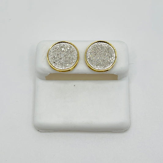 10k Diamond Disc Earrings 13mm