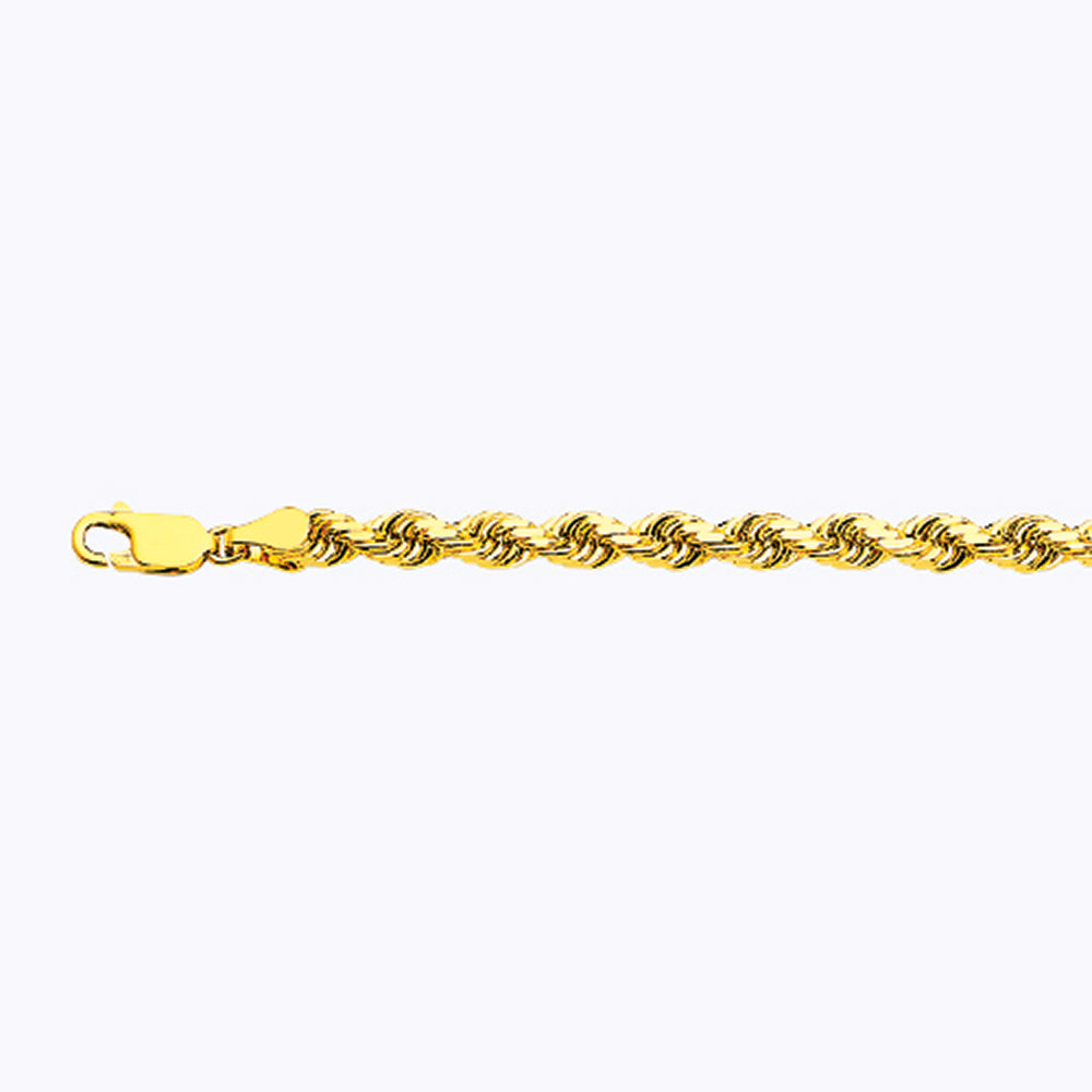 10K Gold Solid 5mm Solid Diamond Cut Rope Chain