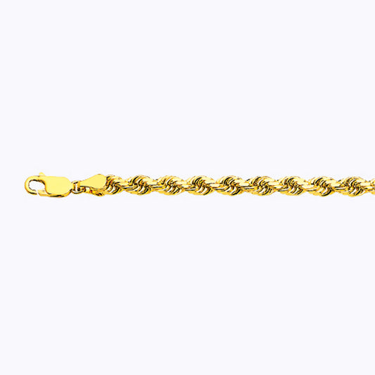 10K Gold Solid 5mm Solid Diamond Cut Rope Chain