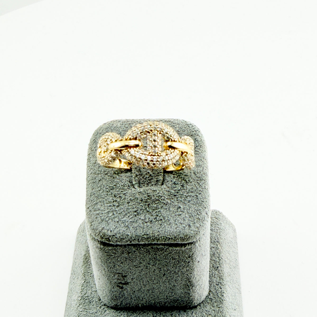10K Gold CZ Puff Puff Designer Ring