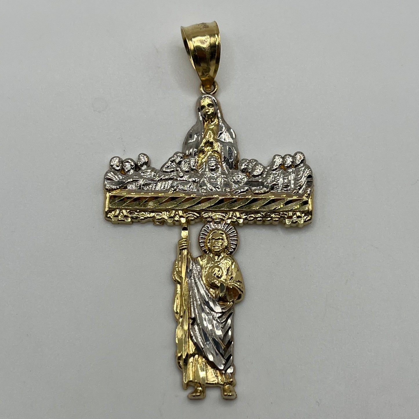 14K Gold Last Supper/Virgin Mary/San Judas Cross