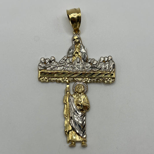 14K Gold Last Supper/Virgin Mary/San Judas Cross