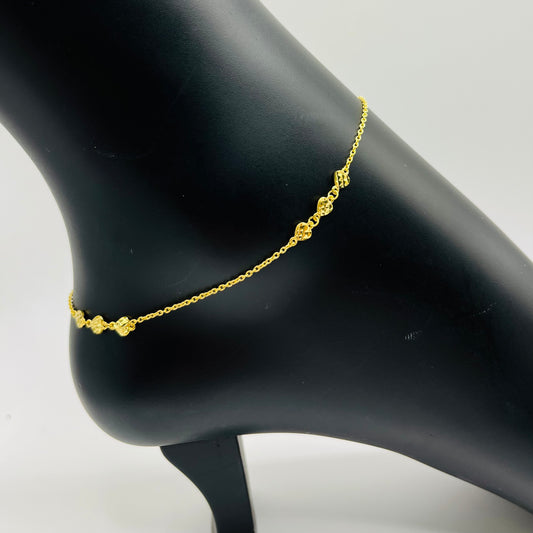 10k Heart of Gold Anklet