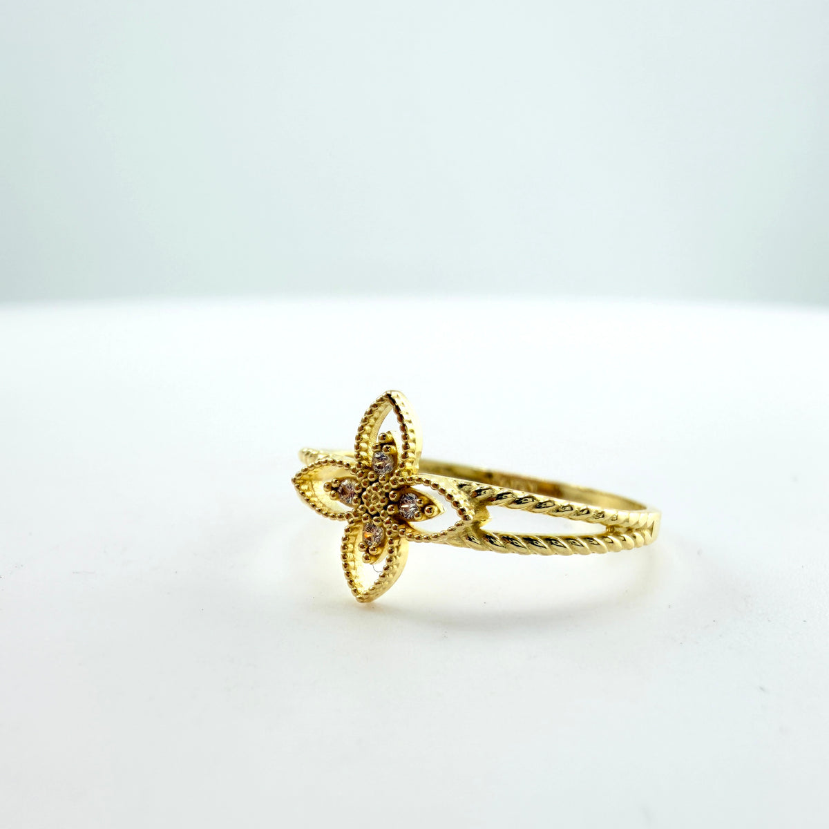 10K Gold Designer Cardinal Points CZ Ring