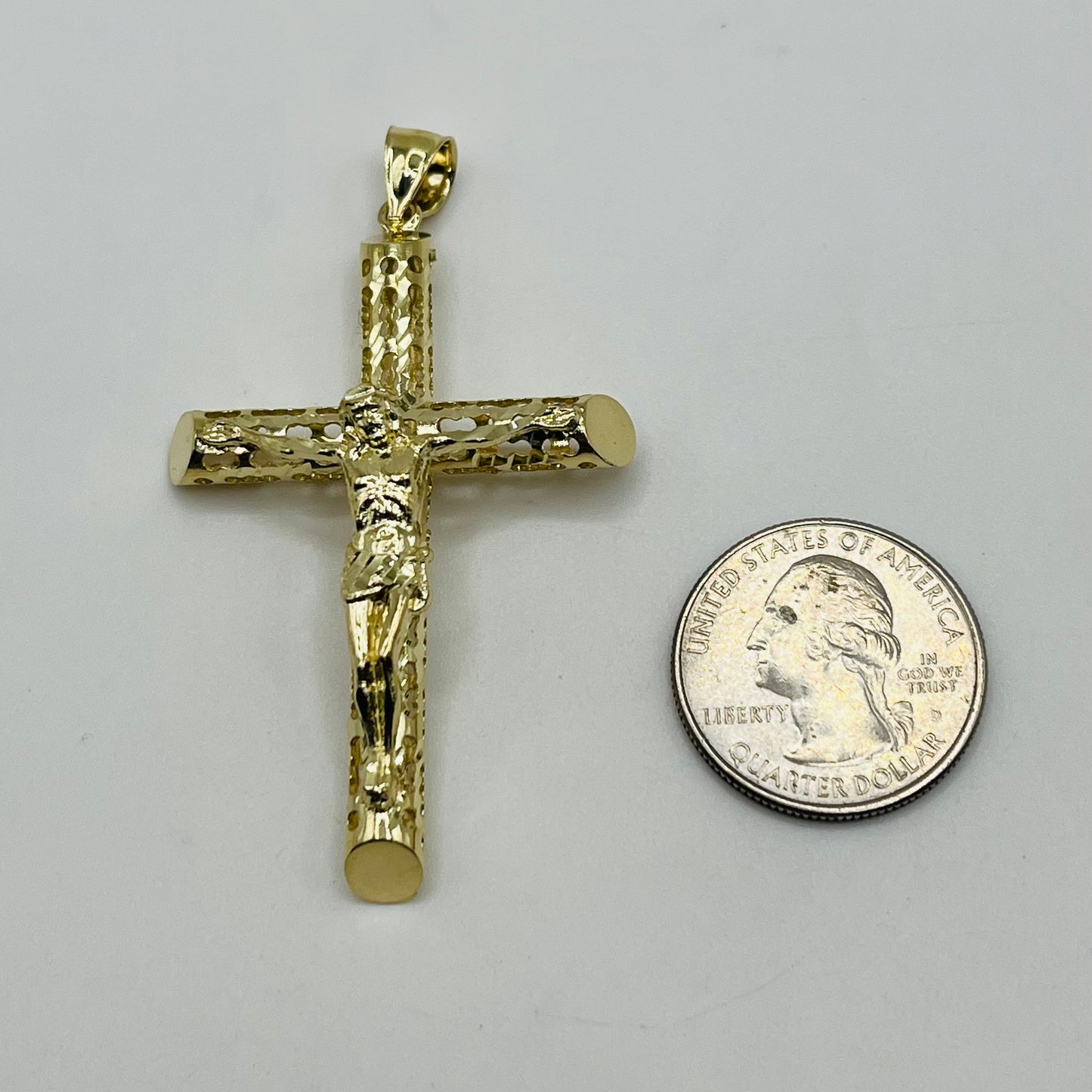 10k Gold Anointed Crucifix Cross Charm (L)