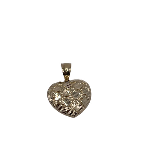 10K GOLD NUGGET HEART CHARM 14M