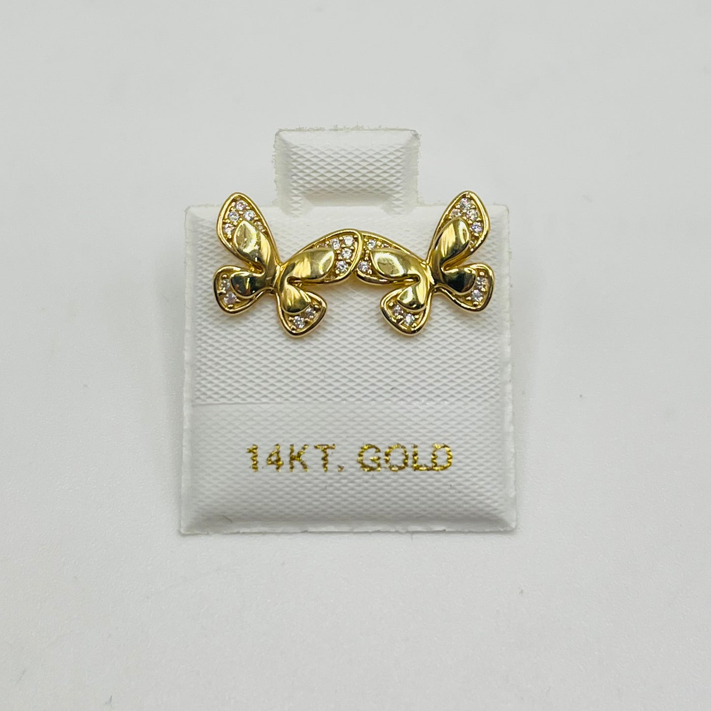 14k Gold Cz Monarch Butterfly Earrings