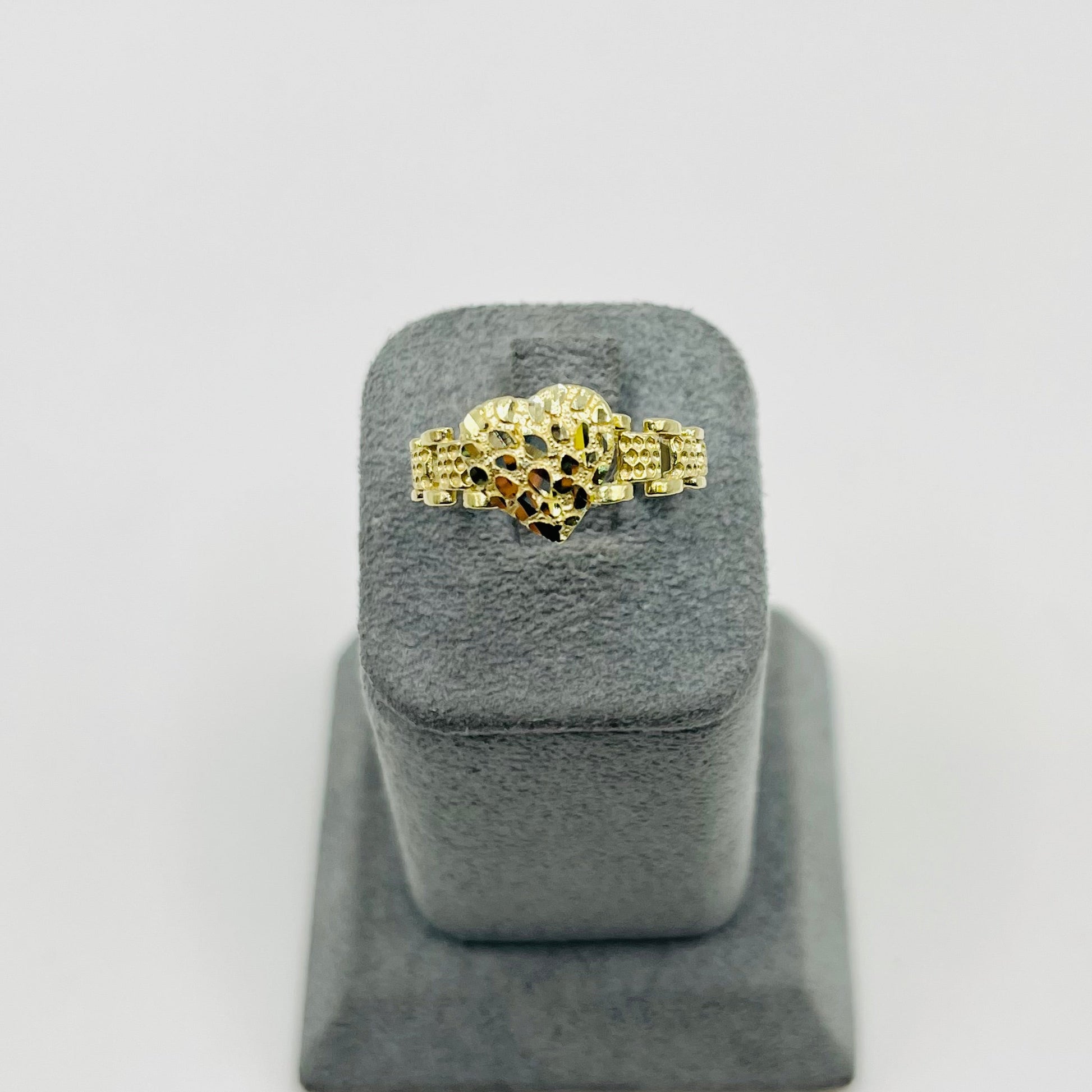 10K Gold RX Nugget Heart Ring | Face Size: Small