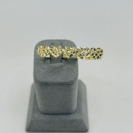 10k Gold Heart Nugget Two Finger Ring