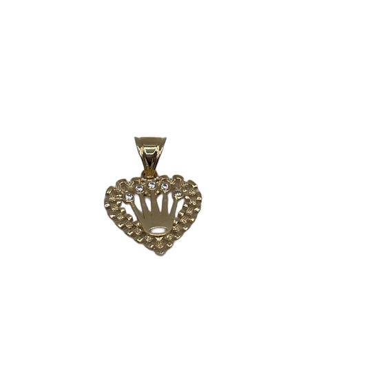 10K Gold RX Heart Pendant with Crown