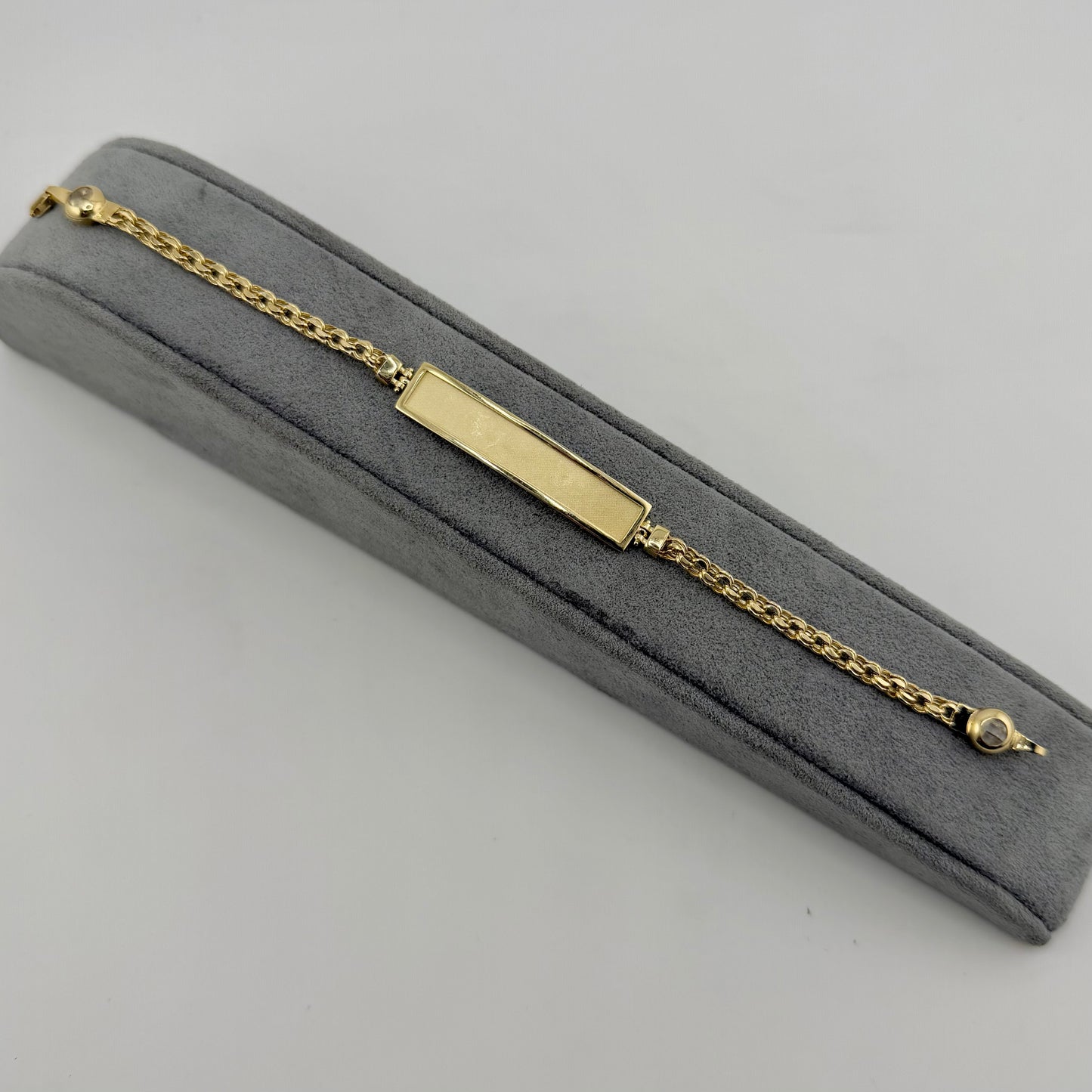 10k Gold 3.4mm Chino Link Block ID Bracelet