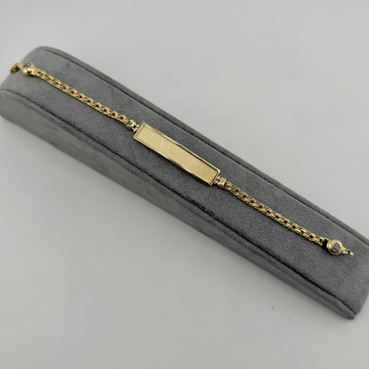 10k Gold 3.4mm Chino Link Block ID Bracelet