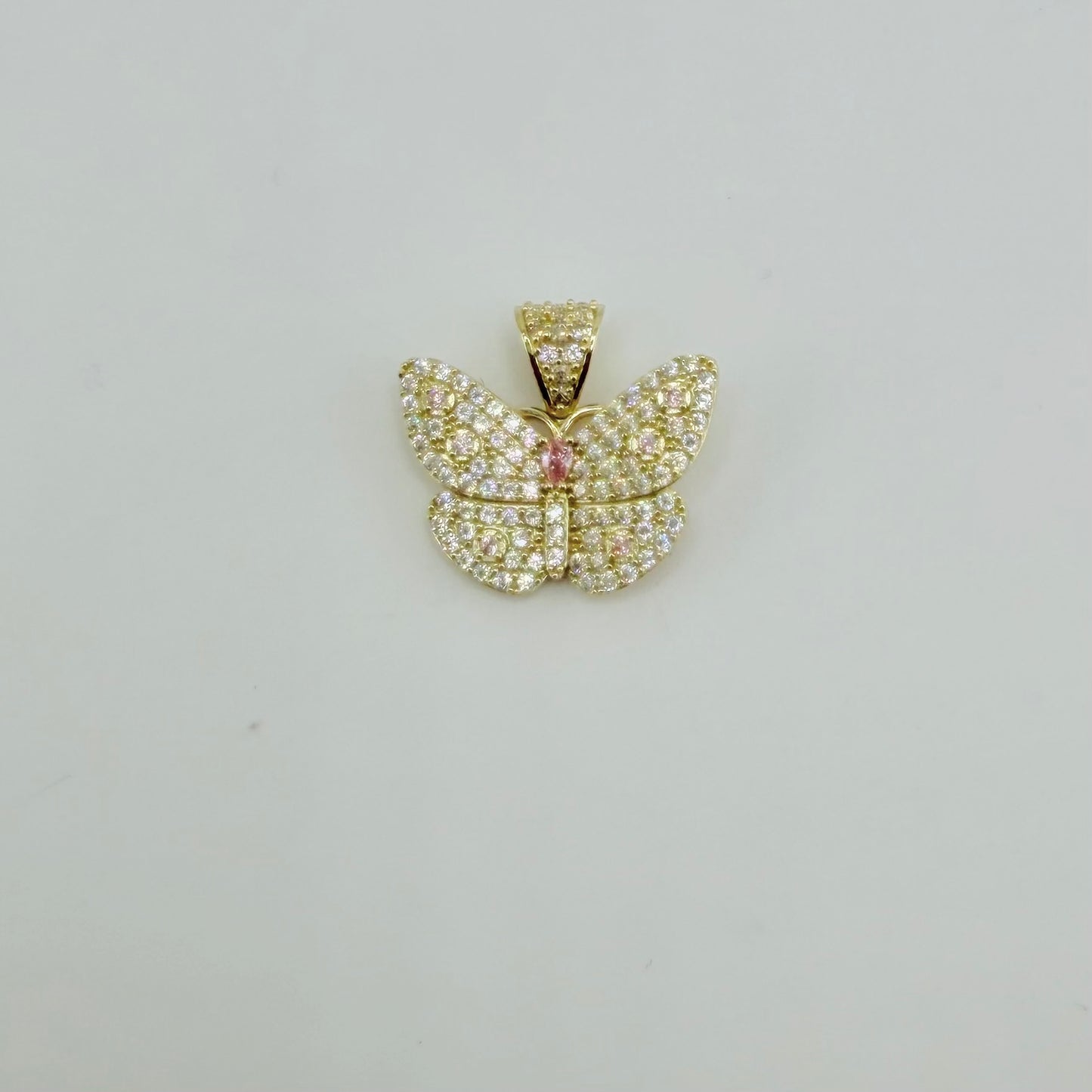 10k Gold Cz Soft Light Butterfly Charm