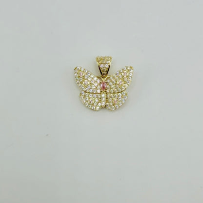 10k Gold Cz Soft Light Butterfly Charm