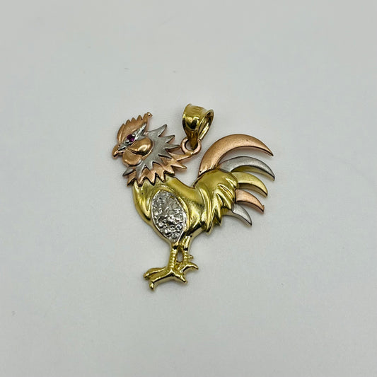 10k Gold Tri- Color Rooster Pendant