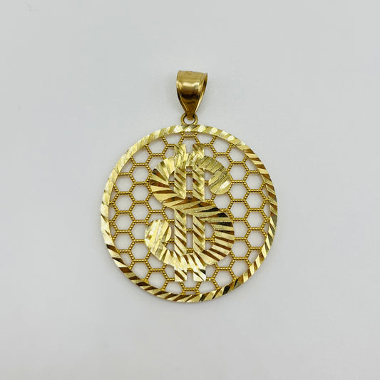 10k Gold Round Money-sign Charm