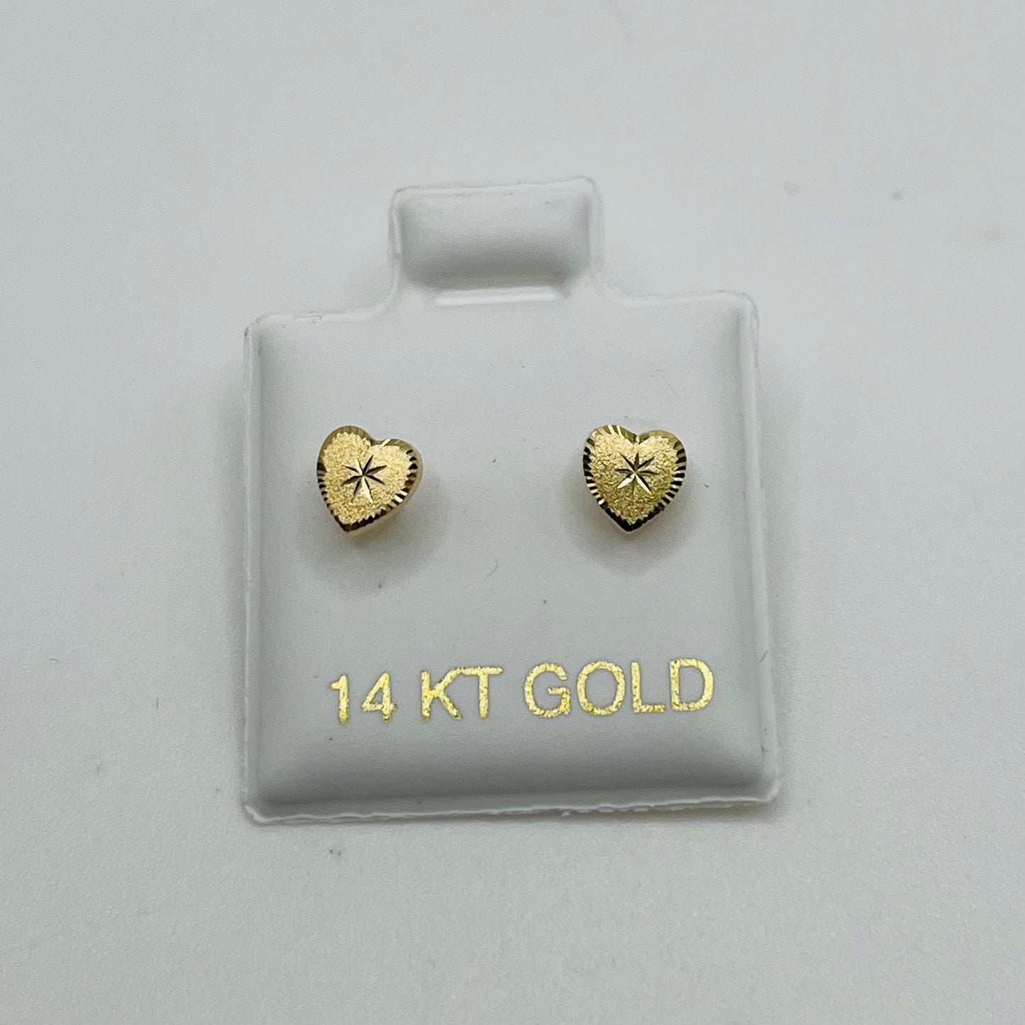 14k Gold StarLight Matte Baby Heart Earrings