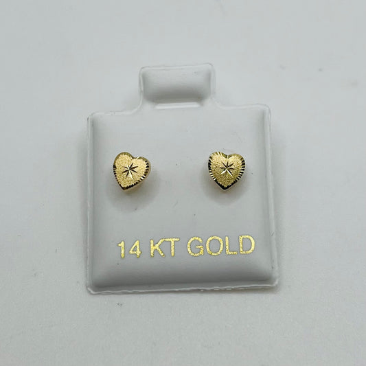 14k Gold StarLight Matte Baby Heart Earrings