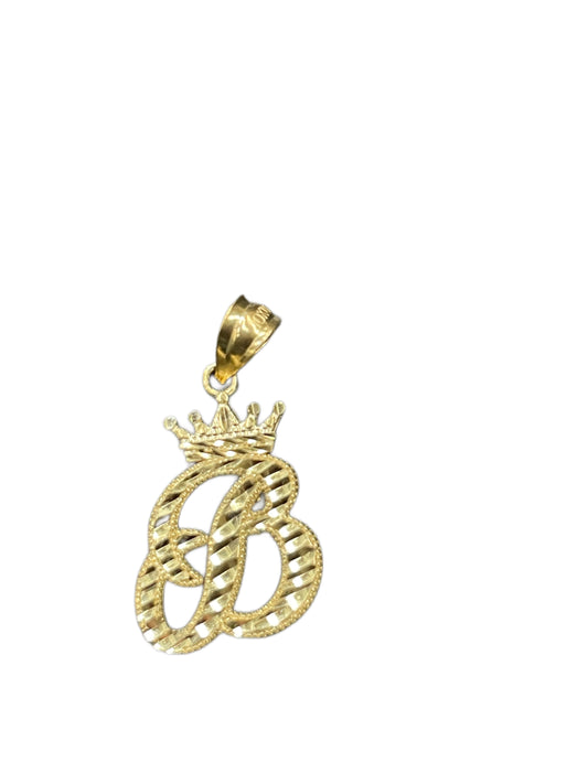 10K Gold Initial Charm with Crown (small)
