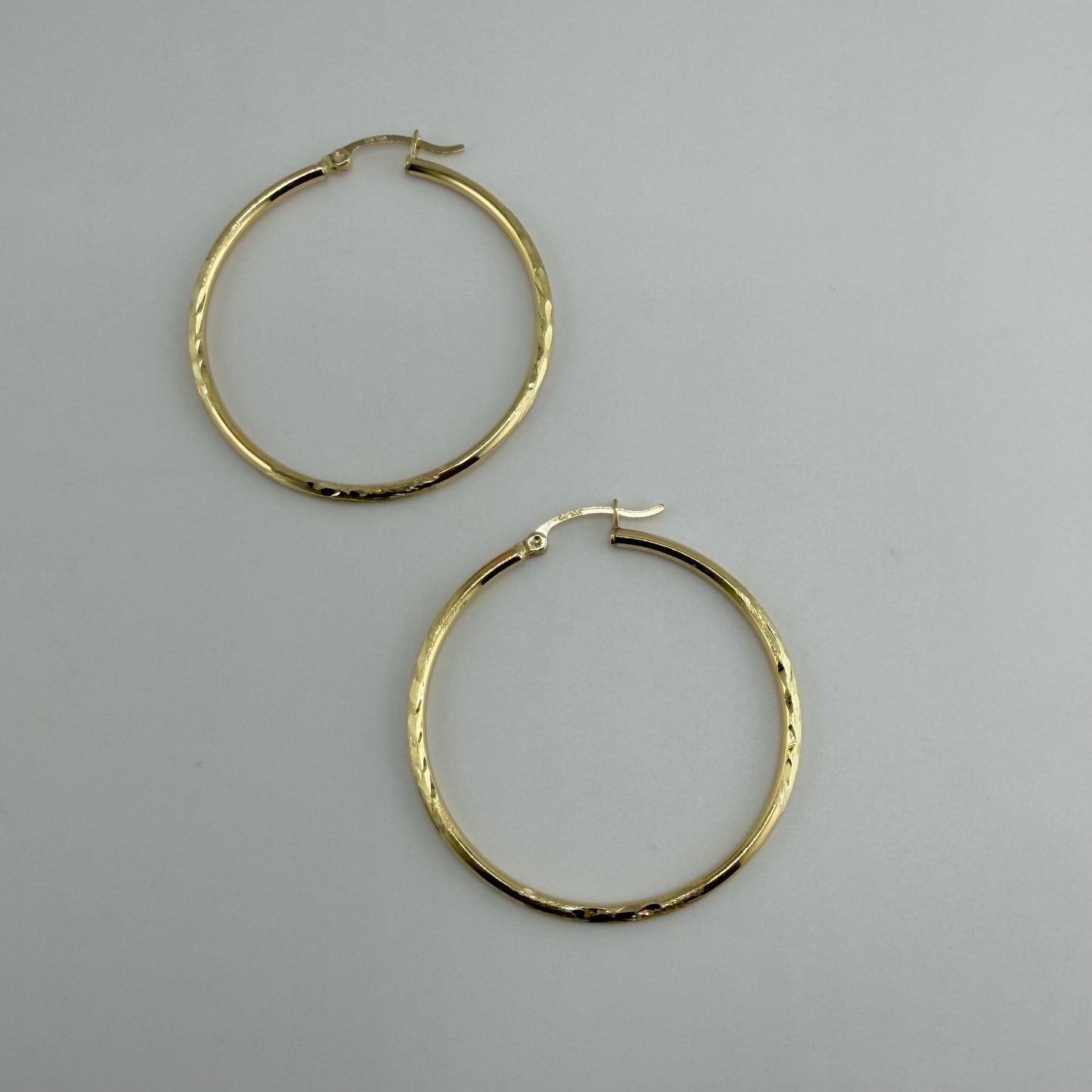 10k Gold Radiant Hoops 1.5 inch