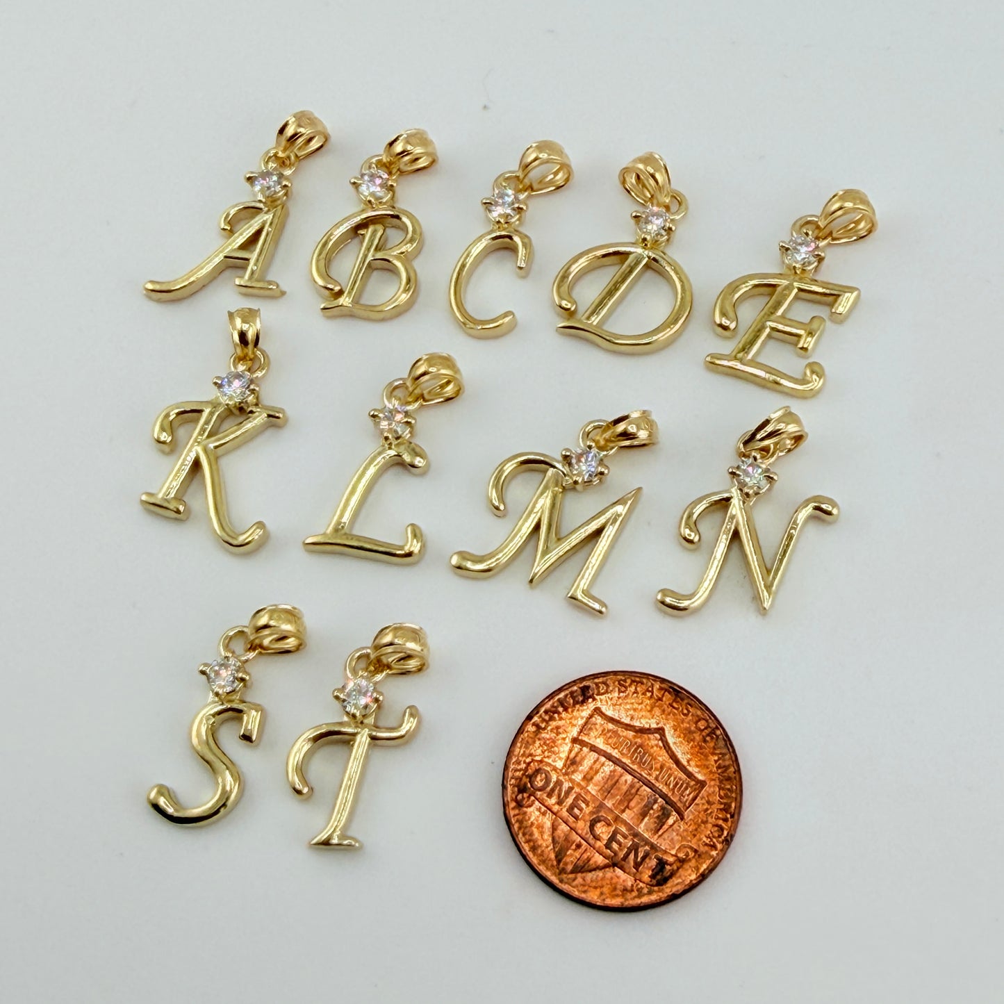 10K Gold Cursive Initial Charm Princess Edition