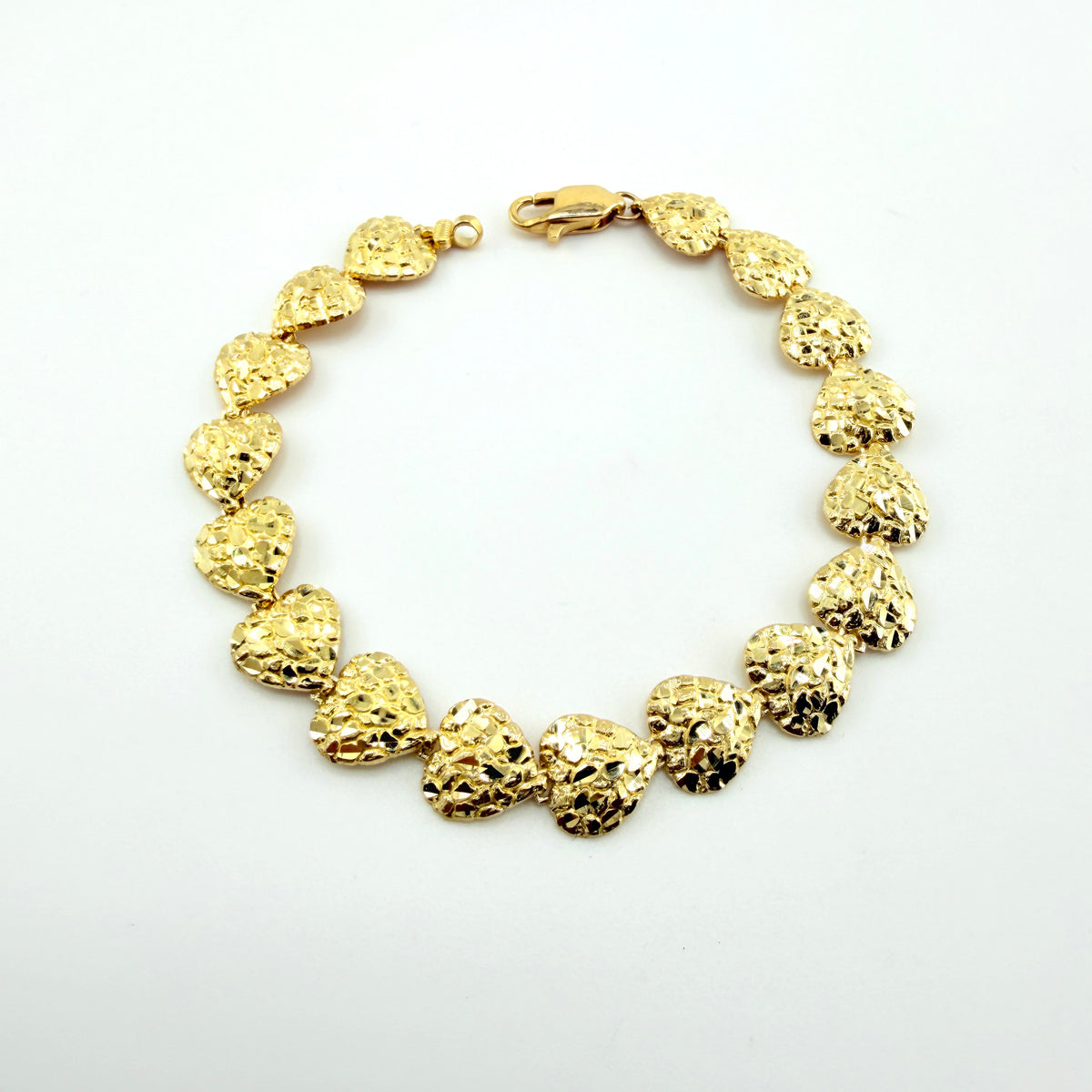 10K Gold Nugget Bracelet - Hearts