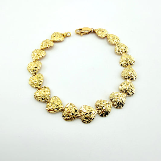 10K Gold Nugget Bracelet - Hearts