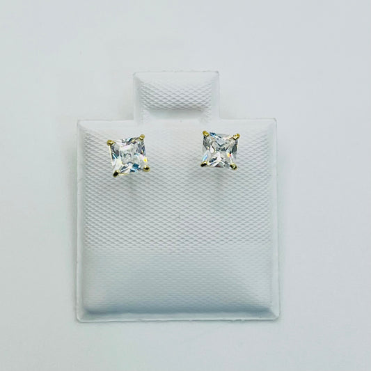 14K Gold Princess Cut Studs (4mm)