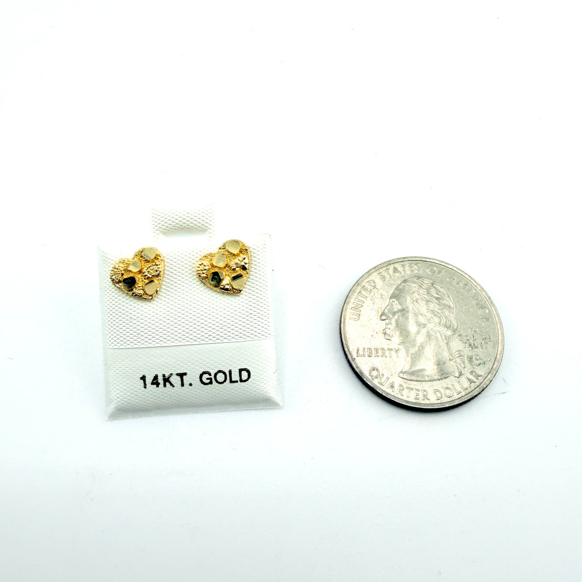 14K Gold Baby Heart Nugget Earrings