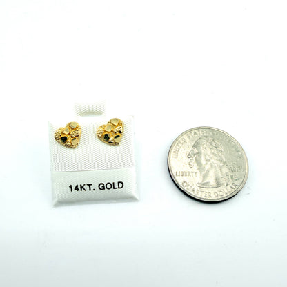 14K Gold Baby Heart Nugget Earrings