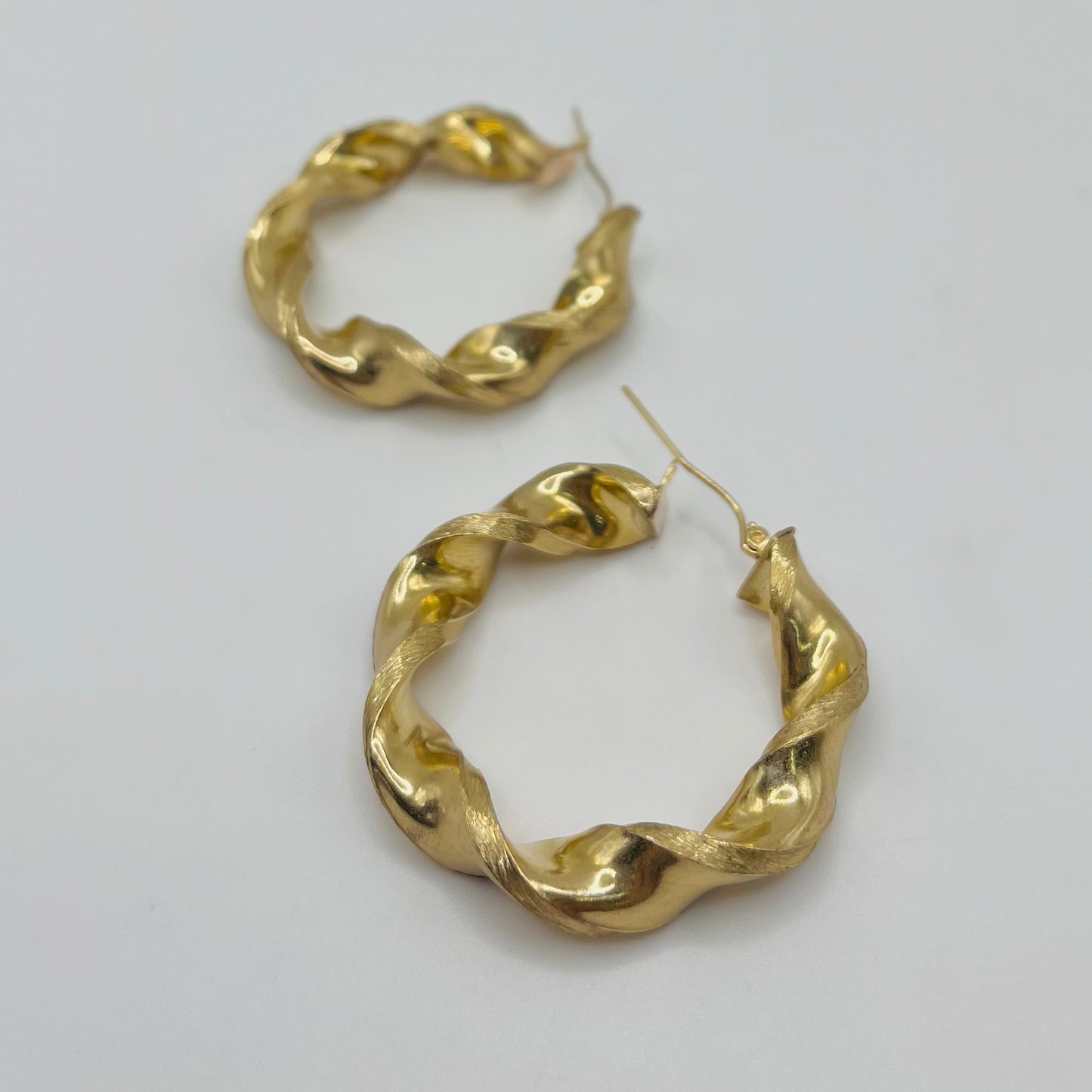 10k Gold Chunky Twist Hoops 1.6in