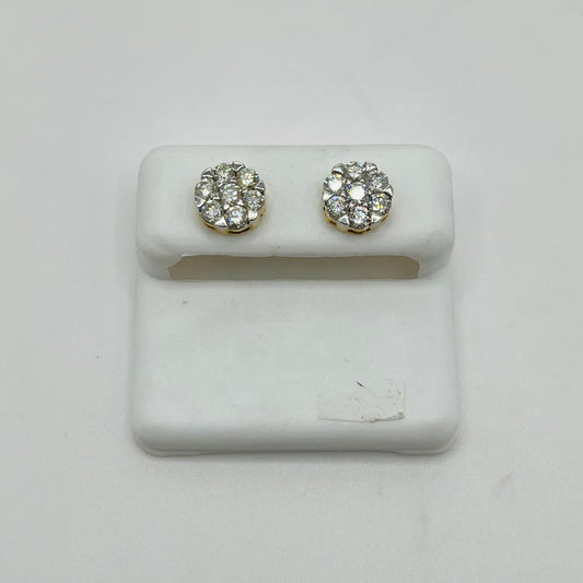 10k Gold Diamond V-Prong Flower Earrings