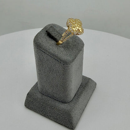 10K Gold Clover CZ Border Nugget Ring (M)