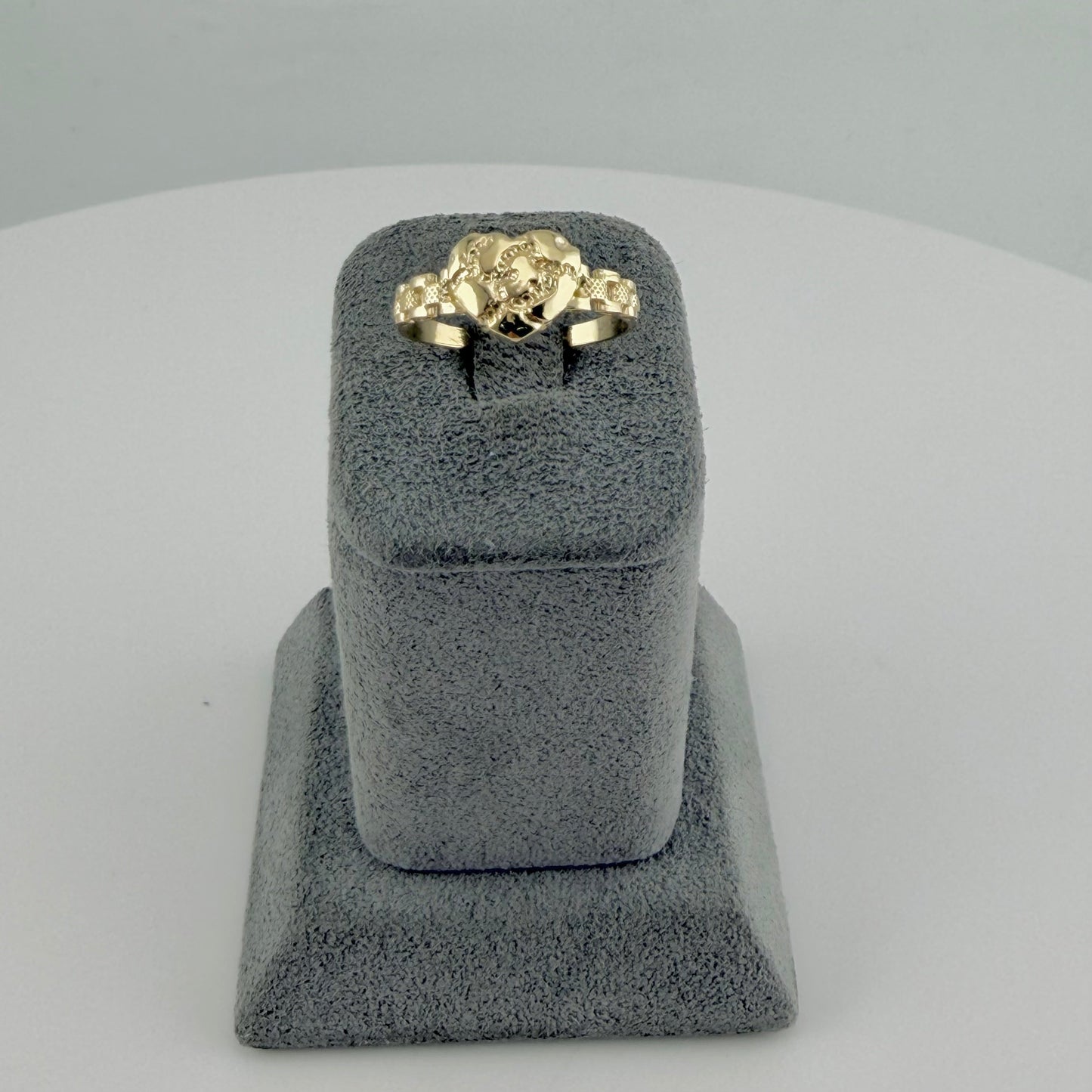 10K Gold RX Nugget Heart Ring | Face Size: Petite